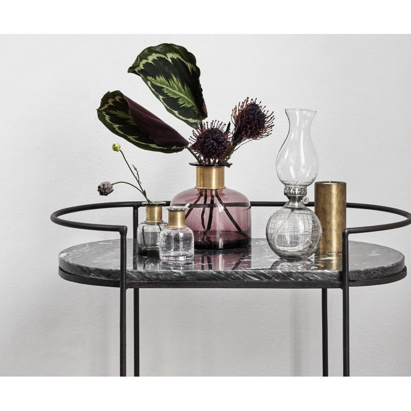 Table d'appoint ovale marbre noir 74cm MIDNIGHT - Nordal