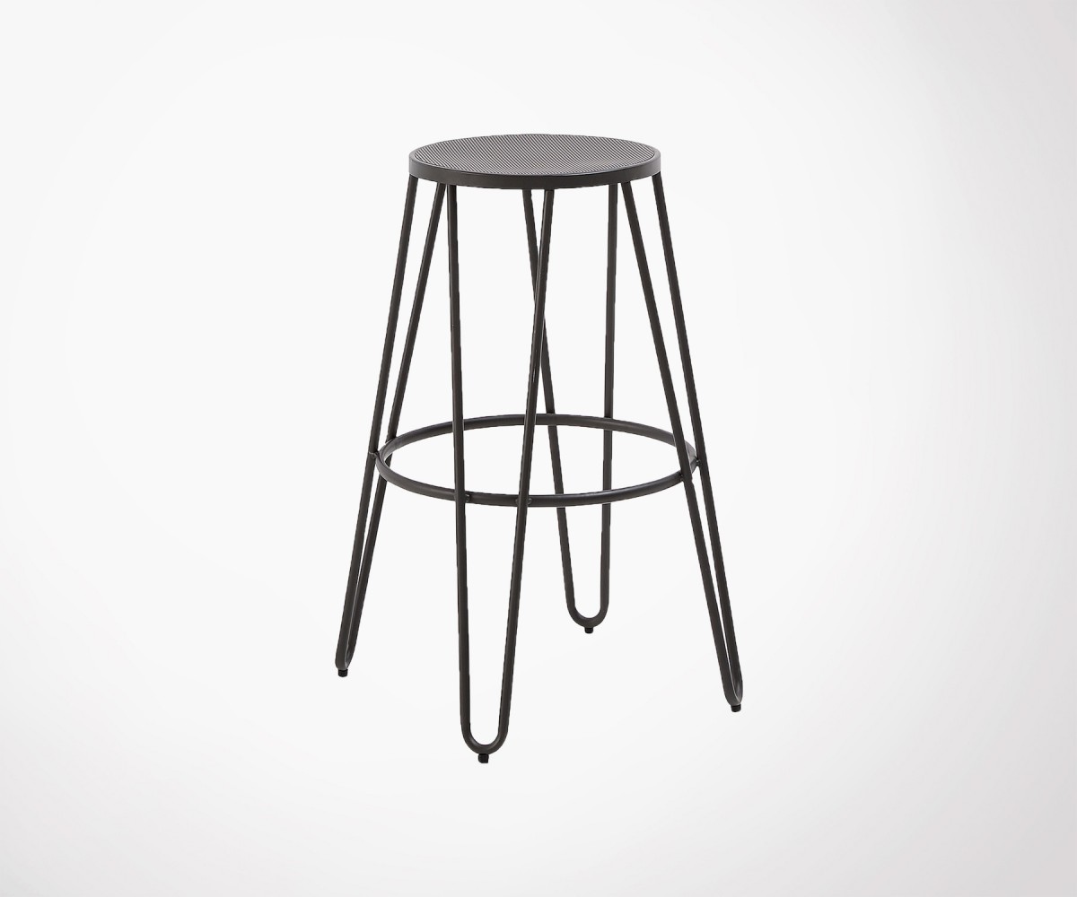 Tabouret Metal Noir Empilable Design Moderne Industriel