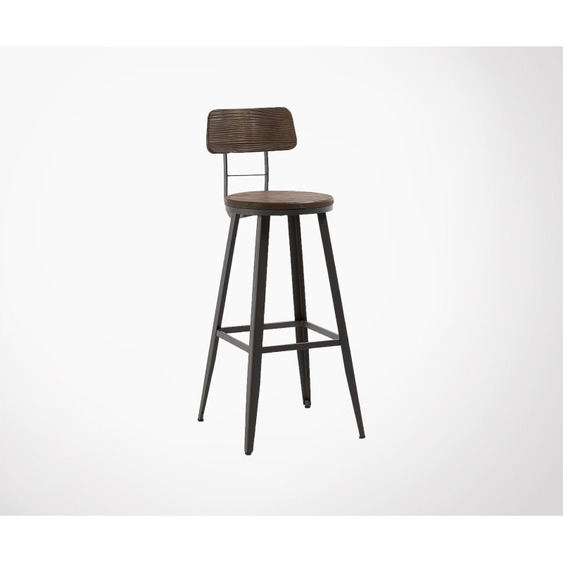 Tabouret De Bar Bois Métal Intext Style Industriel Et Rustique