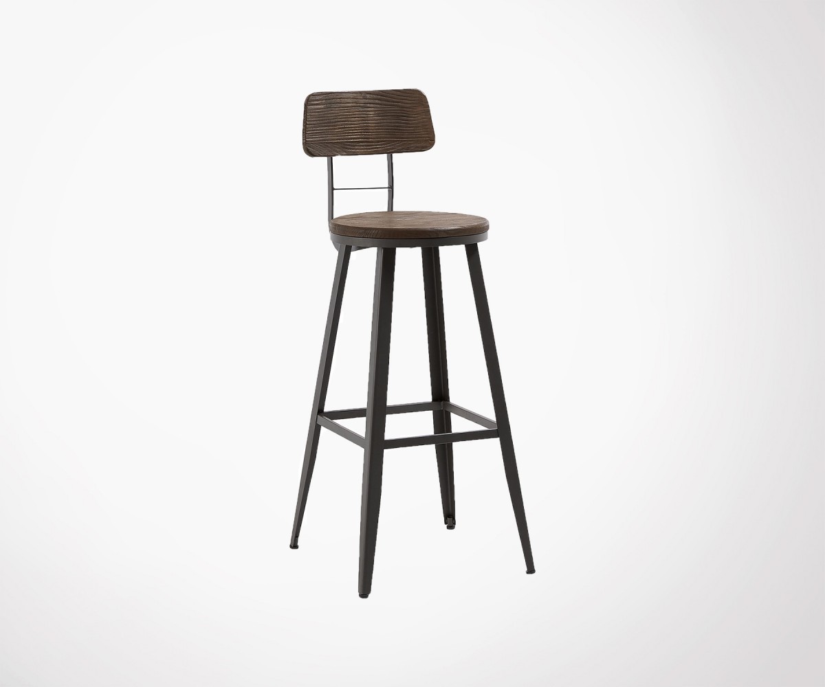 Tabouret De Bar Bois Metal Int Ext Style Industriel Et Rustique