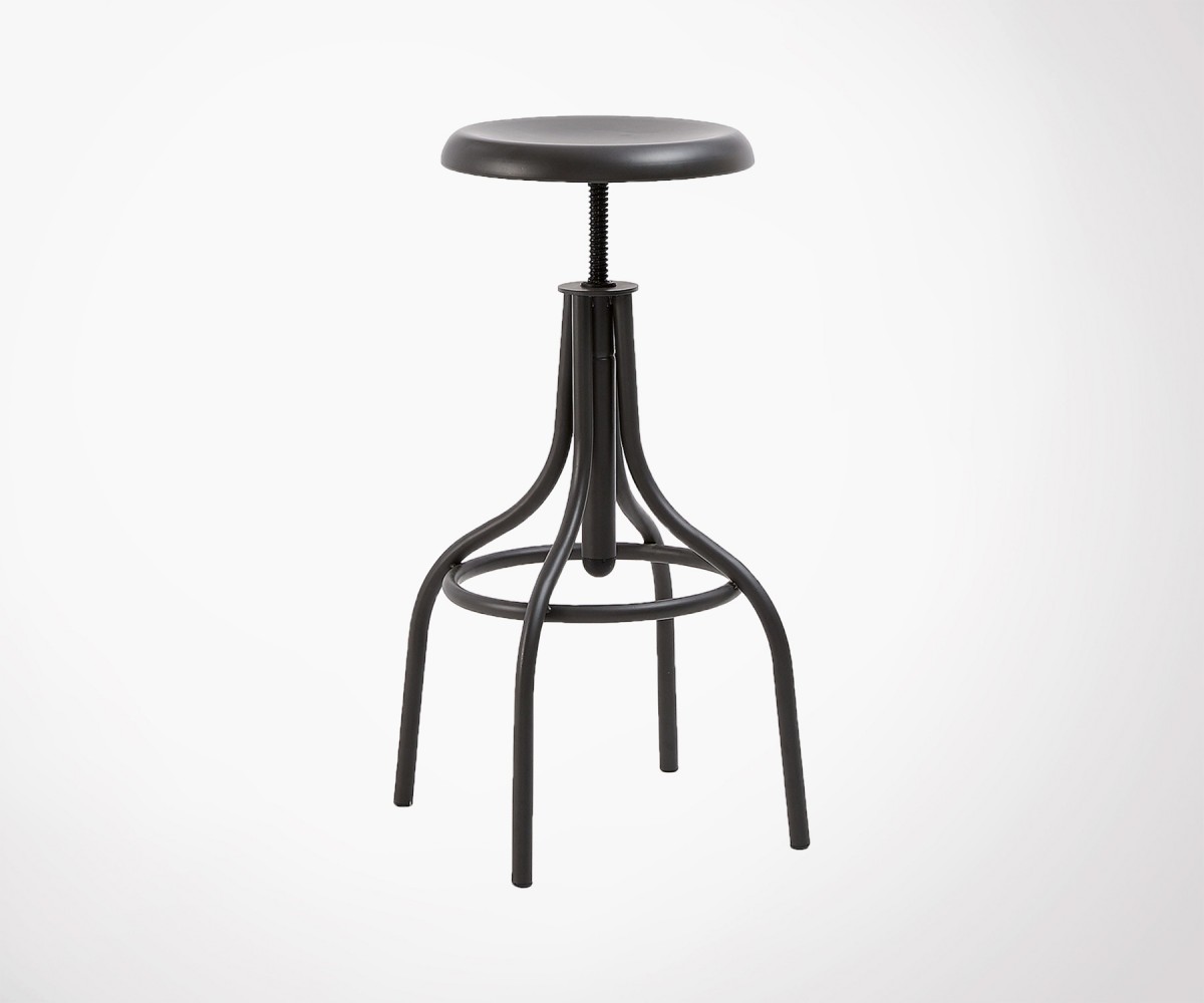 Tabouret bar assise réglable 6177cm métal noir style