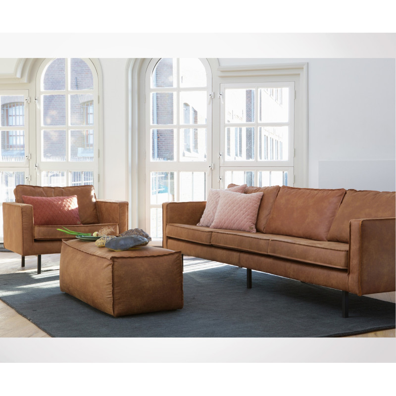 Grand pouf rétro cuir 120x43cm COLORADO