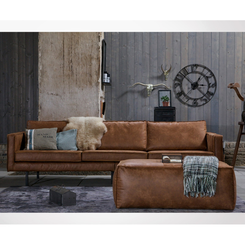 Grand pouf rétro cuir 120x43cm COLORADO