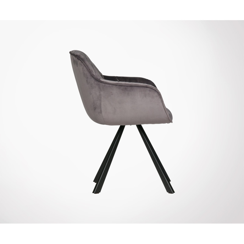 Chaise velours brillant rembourrée capitonnée ELIAN