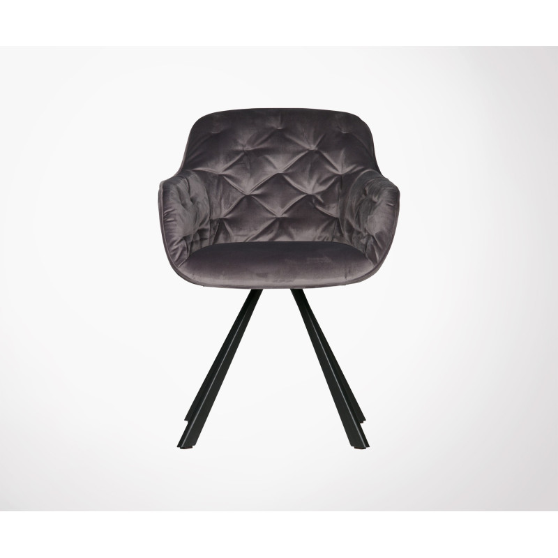 Chaise velours brillant rembourrée capitonnée ELIAN