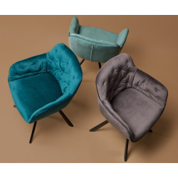 Chaise velours brillant rembourrée capitonnée ELIAN
