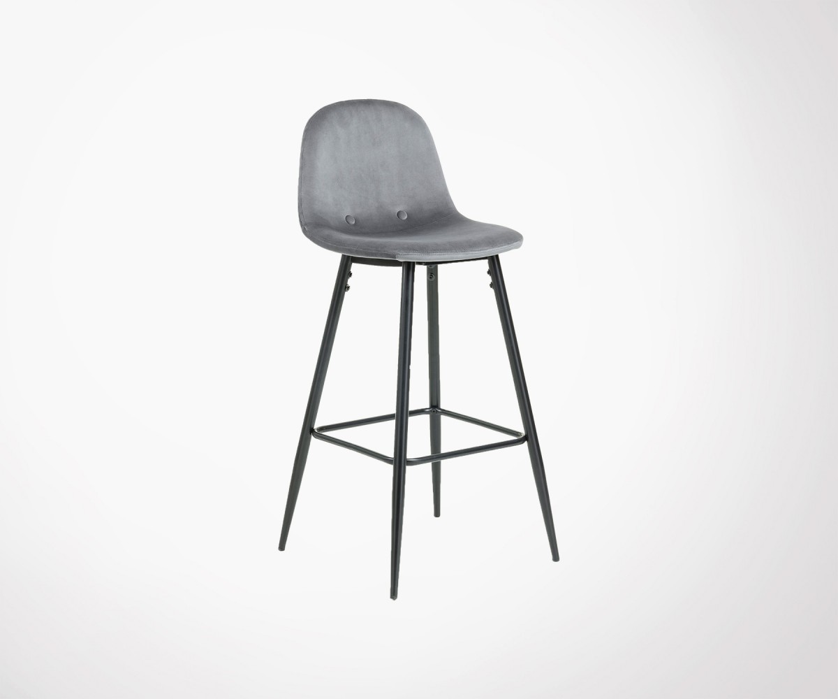 Tabouret Bar 75cm Hauteur Assise Velours Et Bois Noir