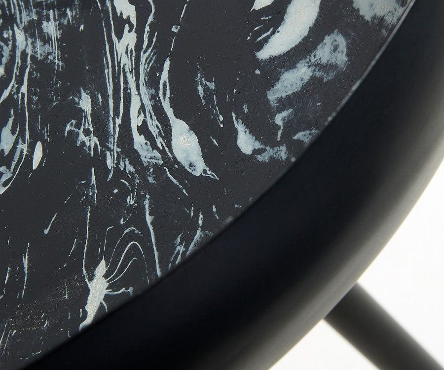Petite table d'appoint métal plateau marbre noir RUSSIUS