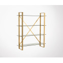 Etagère 4 planches en métal doré et verre CROSS