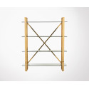 Etagère 4 planches en métal doré et verre CROSS