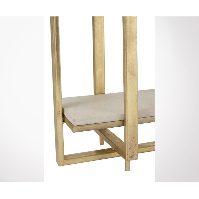 Etagère 4 étages bois et métal blanc et doré TINA