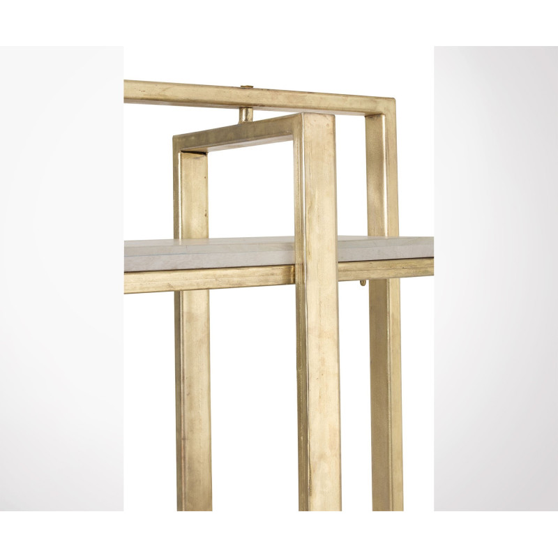 Etagère 4 étages bois et métal blanc et doré TINA
