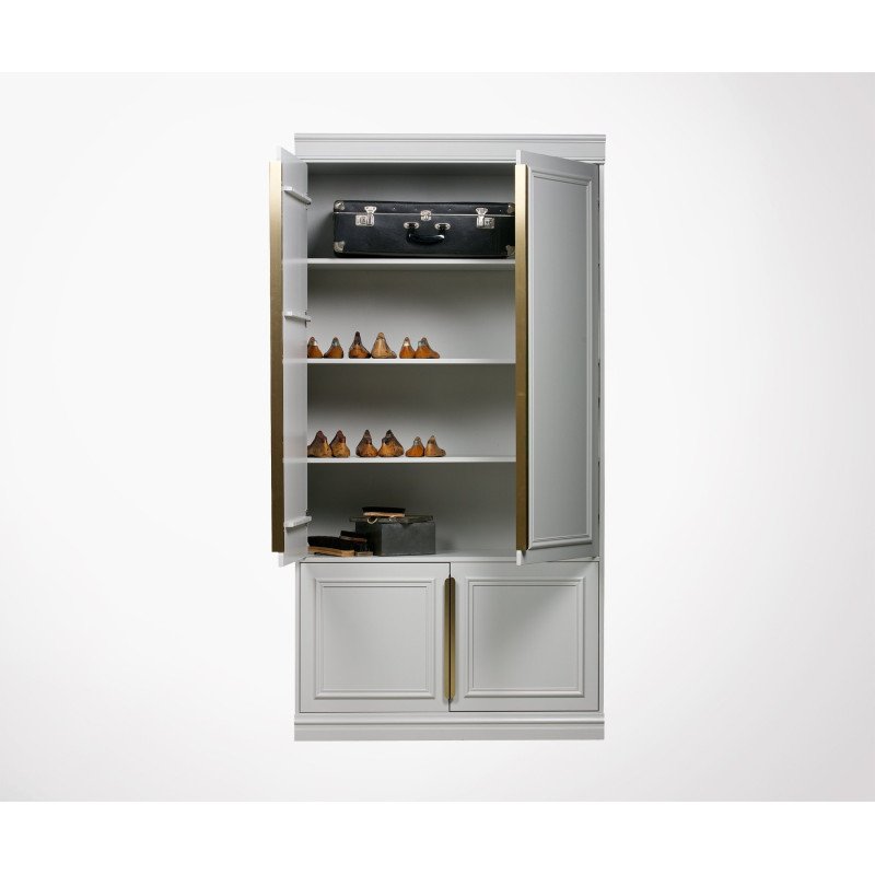 Armoire robuste bois massif finition laiton CLOUD - BePureHome