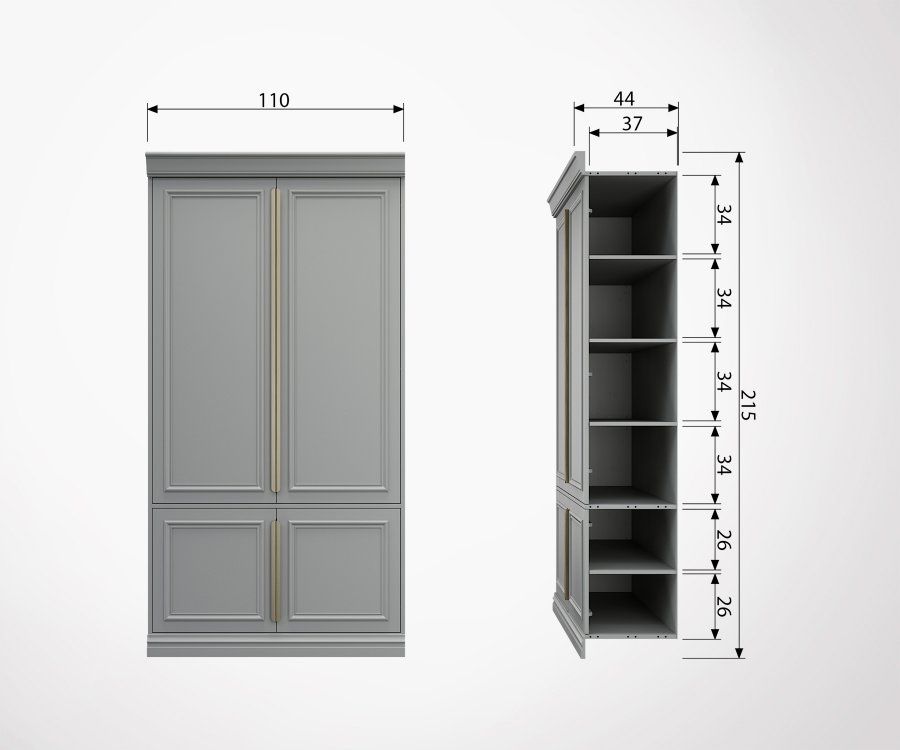 Armoire robuste bois massif finition laiton CLOUD - BePureHome