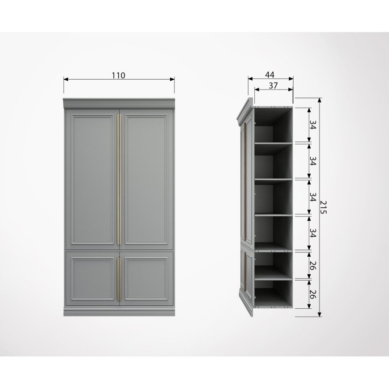 Armoire robuste bois massif finition laiton CLOUD - BePureHome