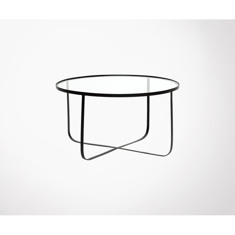 Table verre 80 cm pied métal LOLA - Bloomingville