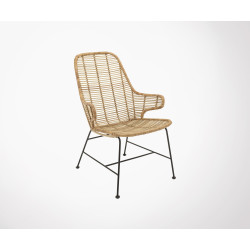 Fauteuil design lounge rotin LARRY