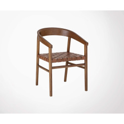 Chaise vintage bois cuir année 30 VITUS - Bloomingville