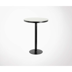 Table haute ronde 80cm plateau verre noir GOGE