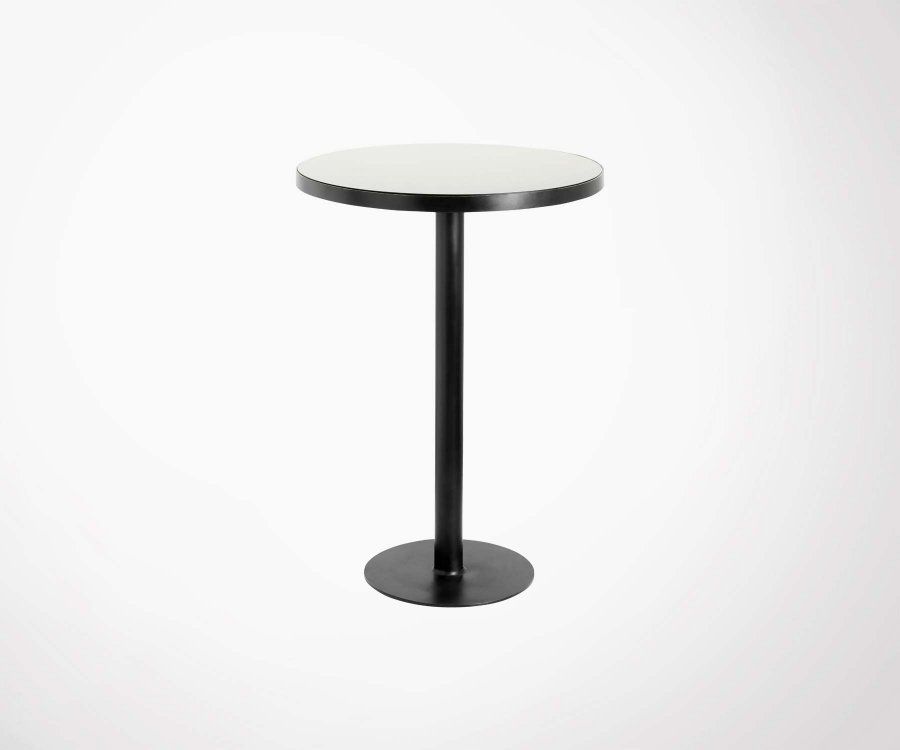 Table haute ronde 80cm plateau verre noir GOGE - Nordal
