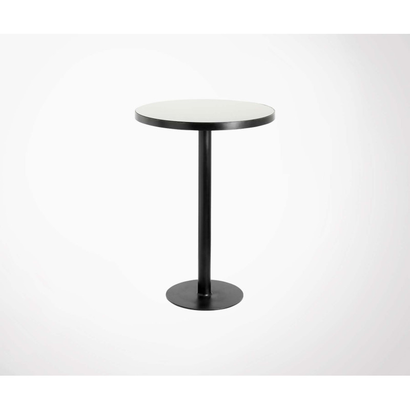 Table haute ronde 80cm plateau verre noir GOGE - Nordal