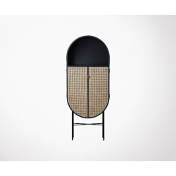 Buffet ovale style rétro porte cannage POLGA - HK Living