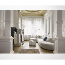 Buffet ovale style rétro porte cannage POLGA - HK Living