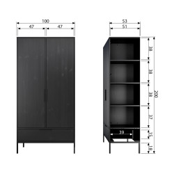 Armoire à linge 180x100cm bois massif fsc MADAM - Woood