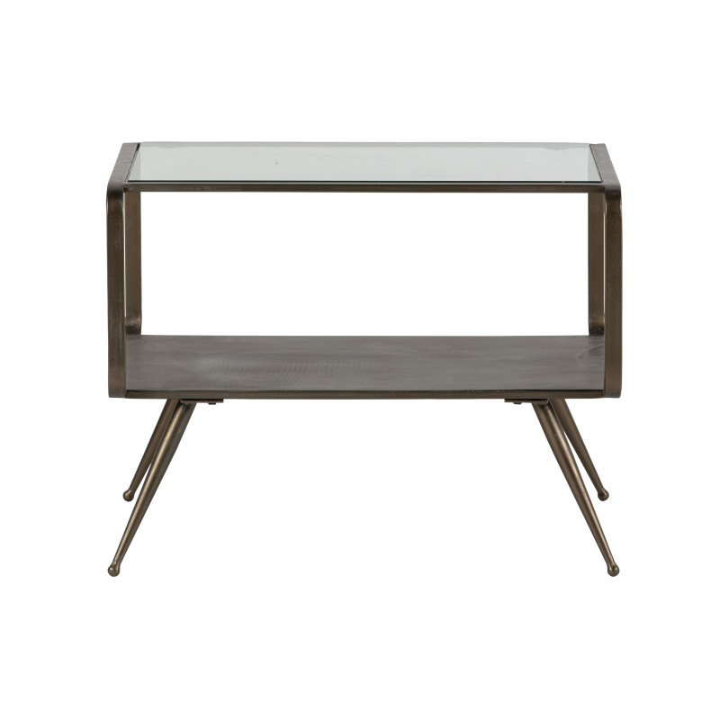 Table d'appoint rectangulaire métal et verre style antique DOUGLAS