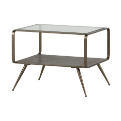 Table d'appoint rectangulaire métal et verre style antique DOUGLAS