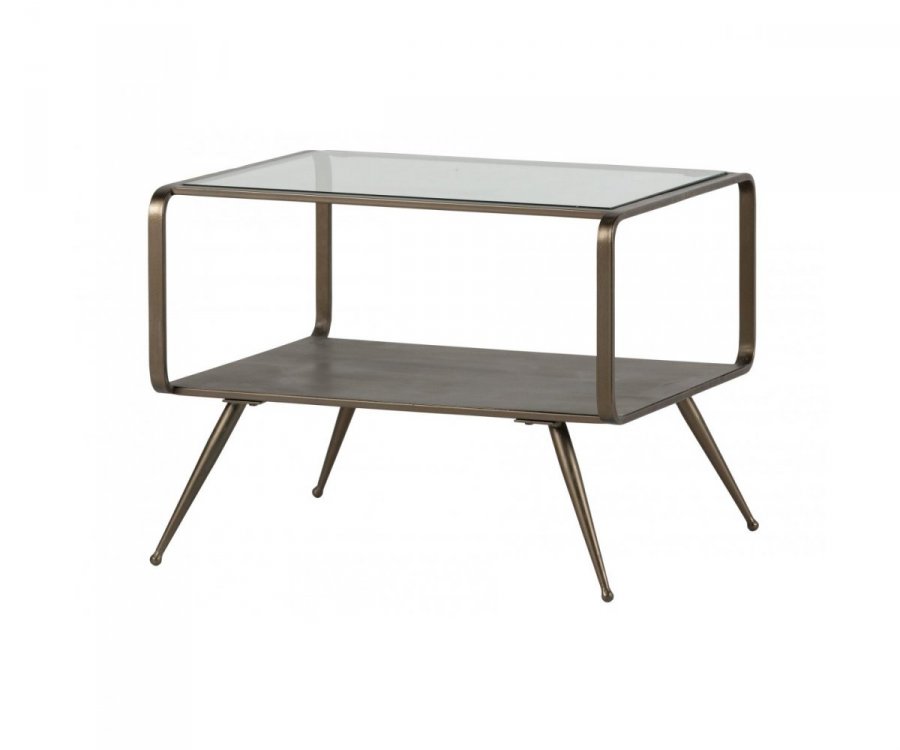 Table d'appoint rectangulaire métal et verre style antique DOUGLAS