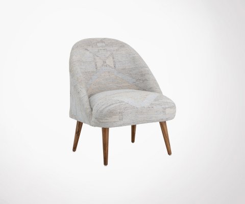 Petit fauteuil vintage tissu et bois SAFA - Bloomingville
