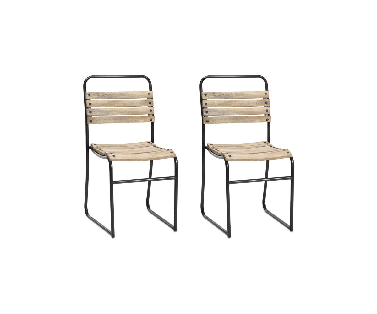 Duo de chaises de jardin design bois et métal KOLA, top tendance