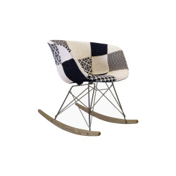 Chaise à bascule scandinave tissu patchwork noir blanc RAY