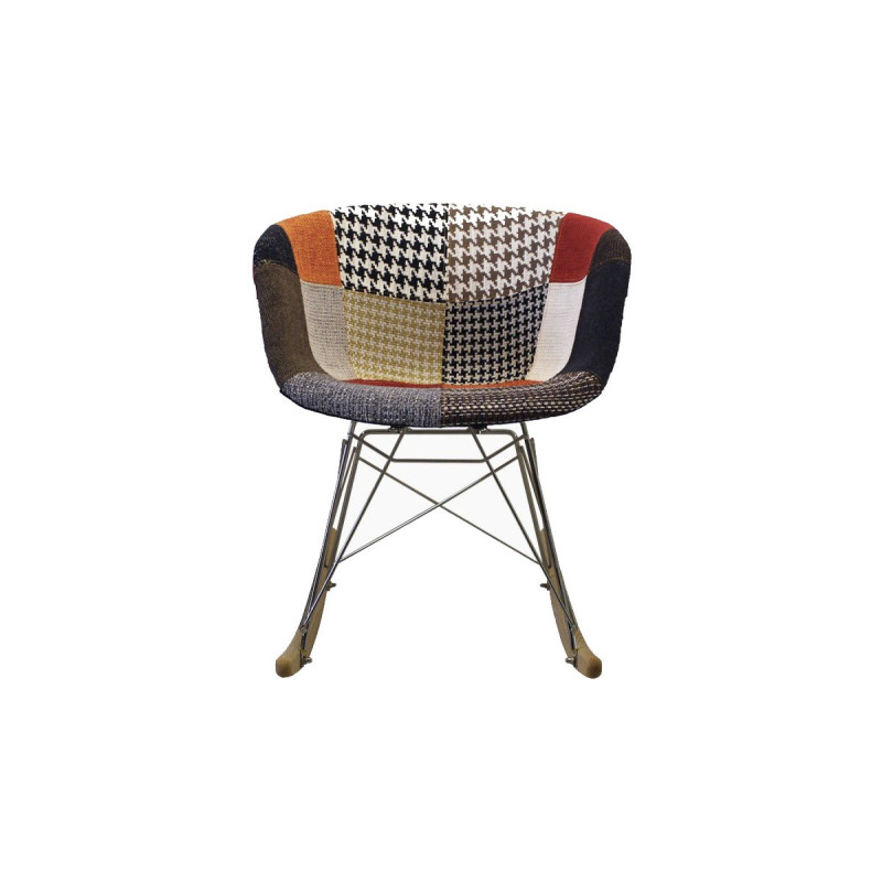 Chaise à bascule rembourrée patchwork RAY - Couleurs au choix