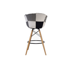 Tabouret tissu patchwork blanc et noir MOND