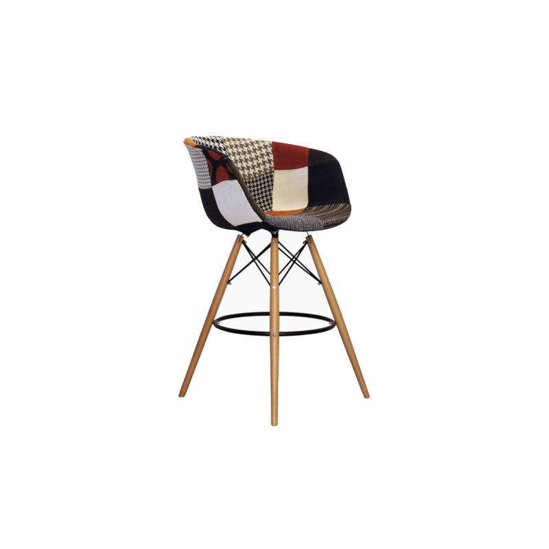 Tabouret de bar scandinave assise rembourrée MOND - Patchwork
