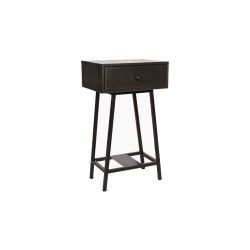 Table d'appoint vintage bois noir effet vieilli SKYBOX