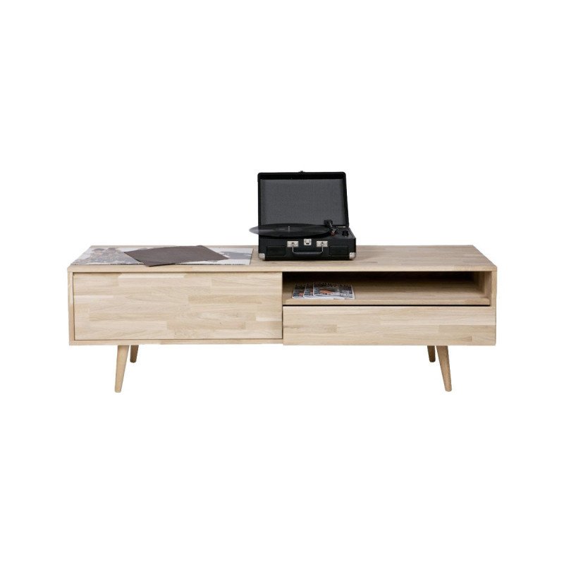 Meuble TV chêne massif look rétro 150cm GORTY