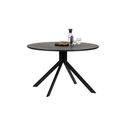 Table à manger ronde design 120cm bois noir SIDE - Woood