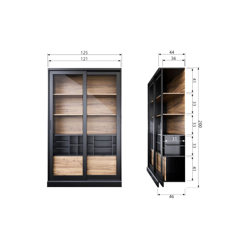 Grande vitrine bois 200cm LAFFERTY