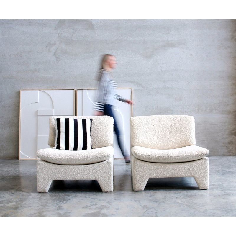 Fauteuil lounge douillet style rétro avec coussin - LAMIO