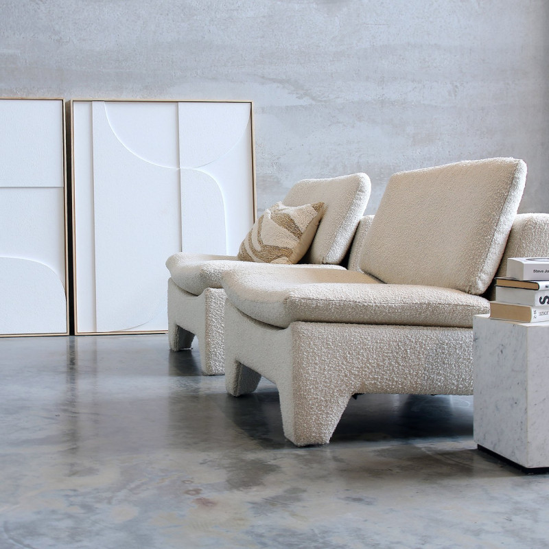 Fauteuil lounge douillet style rétro avec coussin - LAMIO