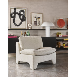 Fauteuil lounge douillet style rétro avec coussin - LAMIO