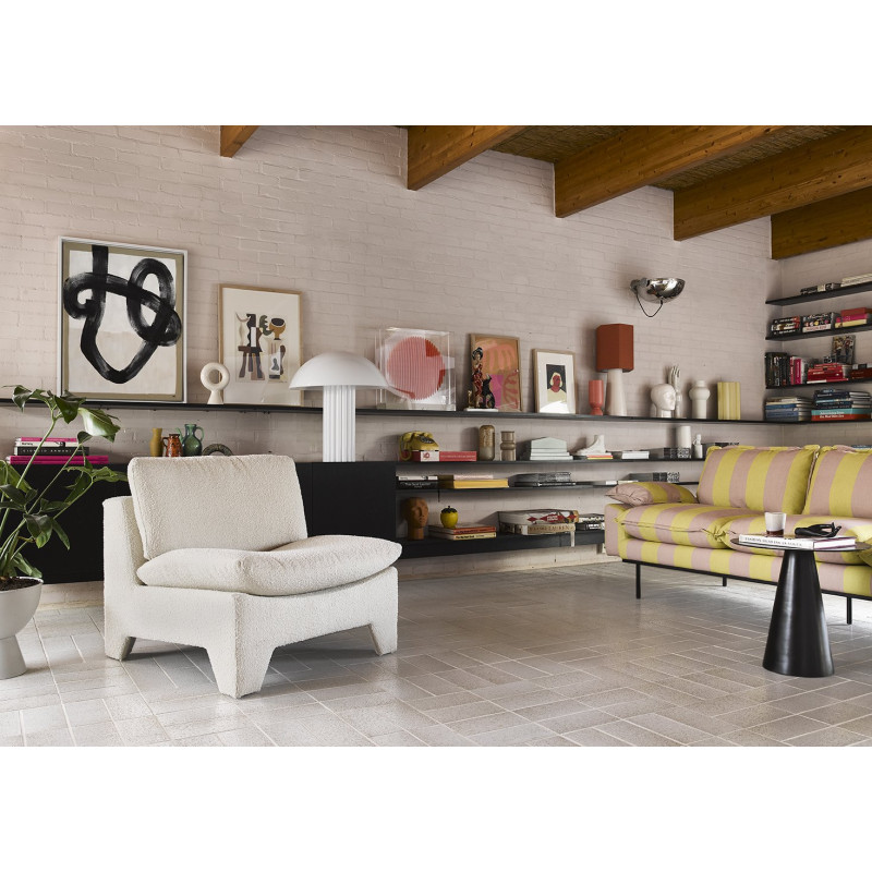 Fauteuil lounge douillet style rétro avec coussin - LAMIO
