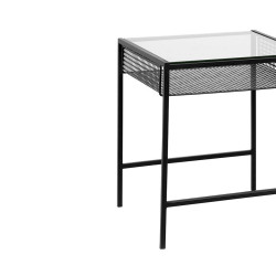Lot de 2 tables d'appoint métal et verre-BOMEL