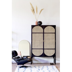 Armoire vintage bois noir portes cannage BACKIN - HK Living