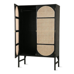 Armoire vintage bois noir portes cannage BACKIN