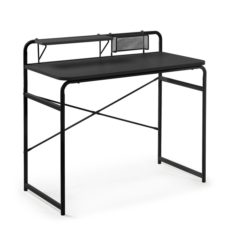 Petit Bureau Metal Noir Avec Rangements 98cm Style Neo Industriel