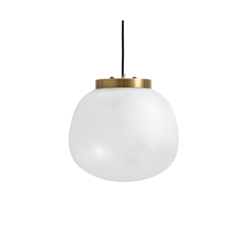 Petite suspension design 30cm verre blanc laiton ADELINA - Nordal